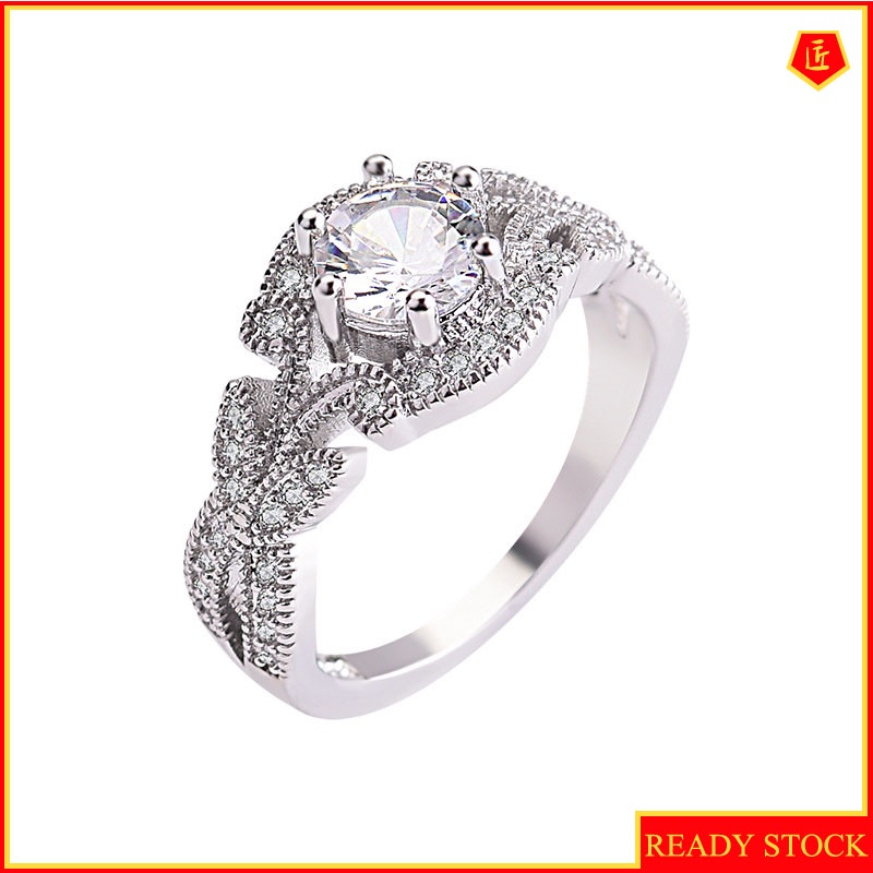 [Ready Stock]Graceful Fashionable Leaf-Shaped Diamond Ring