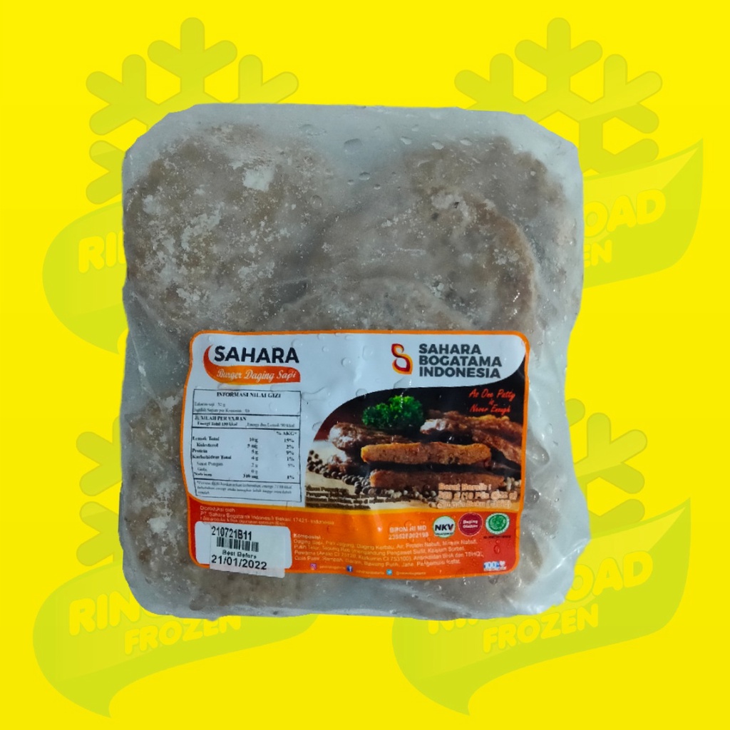 

SAHARA BEEF PATTIES 500 GR - DAGING BURGER SAPI CRISPY 10 PCS