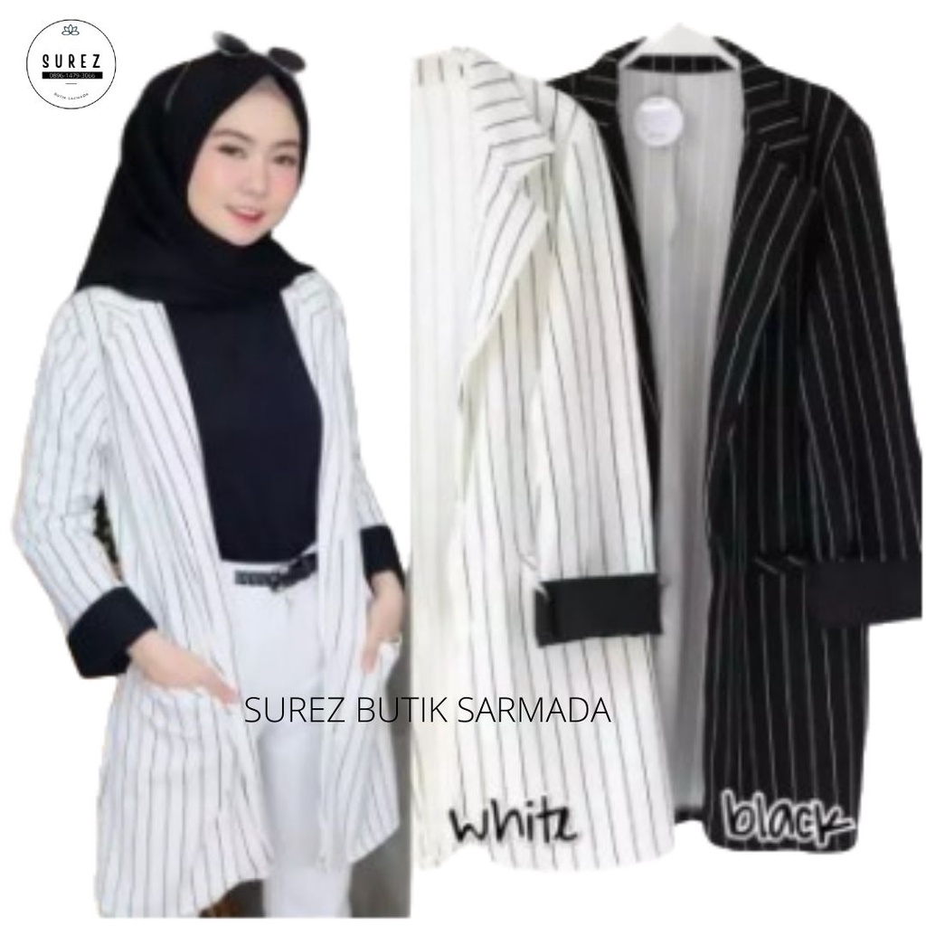 BLAZER SALUR PUTIH/BLAZER SALUR HITAM/BLAZER SALUR WANITA/BLAZER KOREAN STYLE/BLAZER SCUBA/BLAZER TE