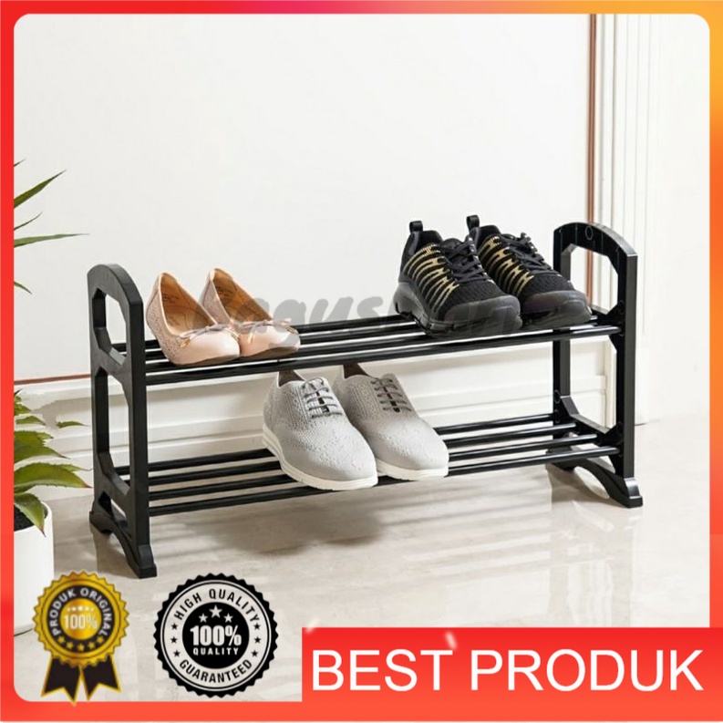 Krisbow Rak Sepatu Stackable 2 Tingkat - Hitam/rak sepatu minimalis/rak sepatu kokoh/rak sepatu