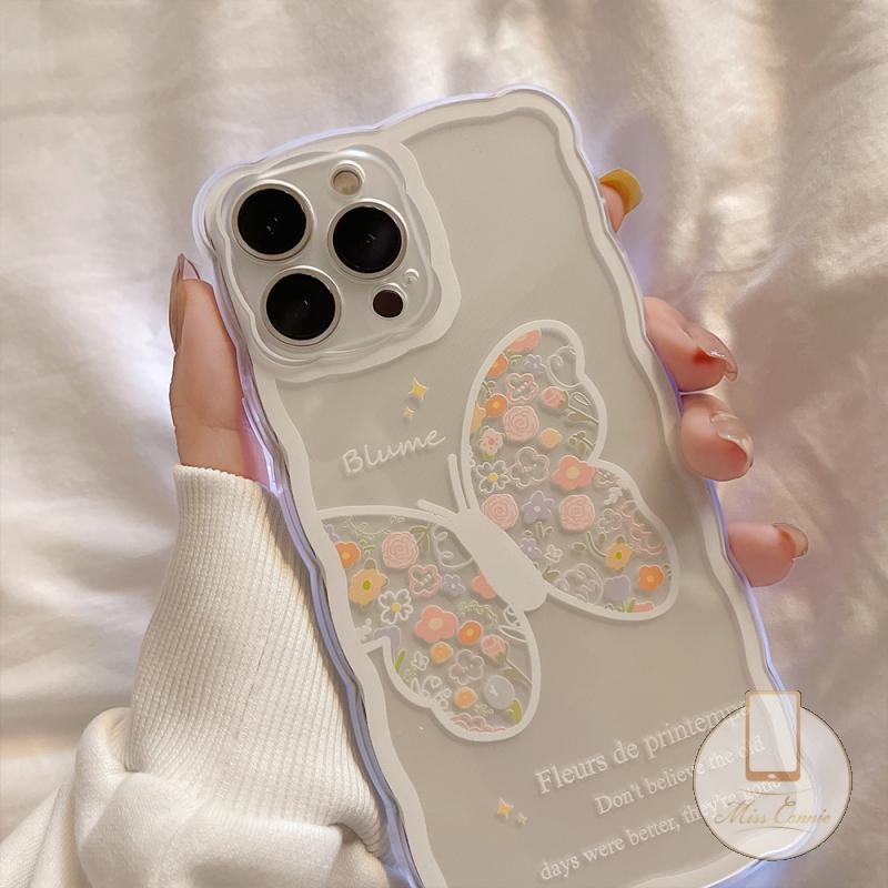 Soft Case Tpu Transparan Motif Bunga Butterfly Untuk iPhone 7 8 Plus 11 Pro Max XR X XS Max 7 8 6 6s Plus 12 13 11 Pro Max