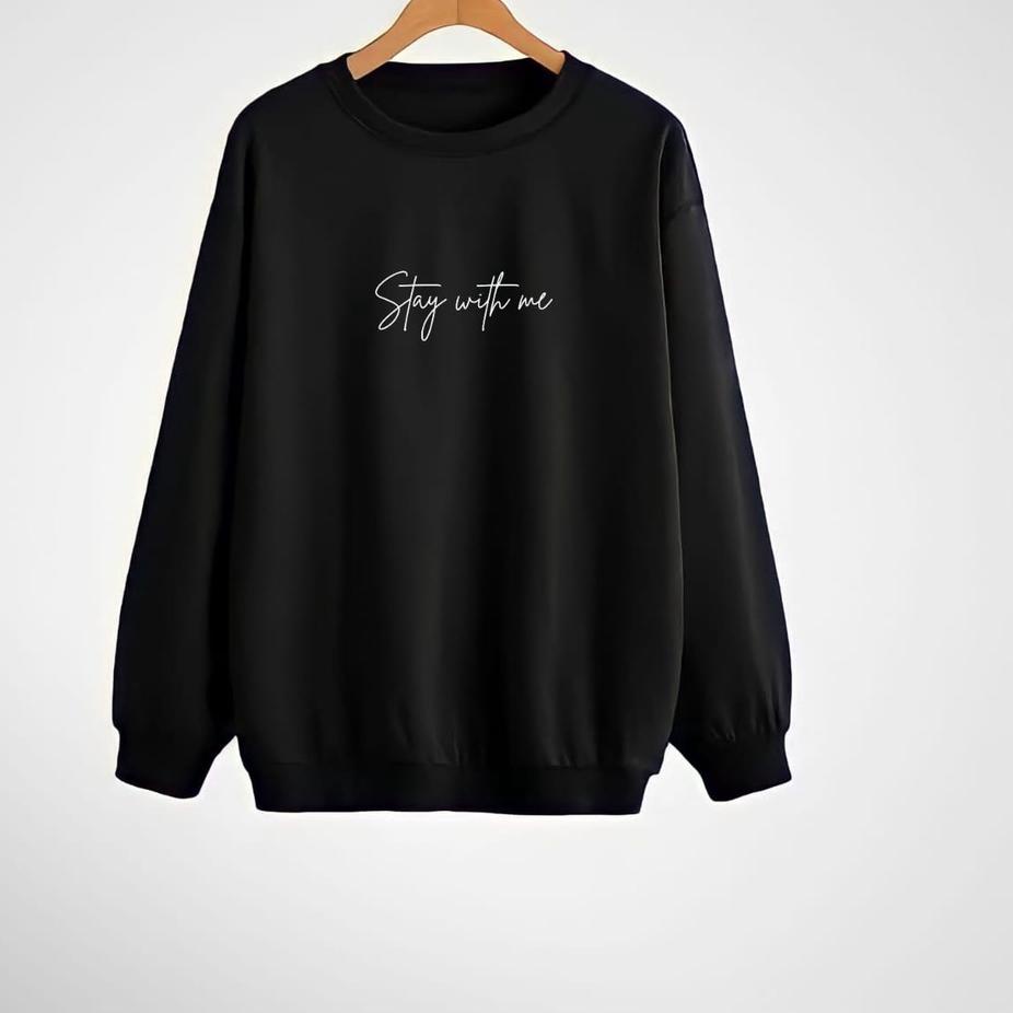 LANGSUNG KIRIM.. Crewneck Pria Wanita Stay With 2 Me Basic Sweater Japan sweater kerah tinggi pria x