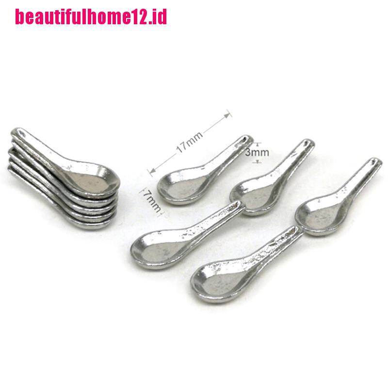【beautifulhome12.id】10Pcs 1:12 Dollhouse Miniature Soup Spoon Pretend Play Dollhouse Accessories