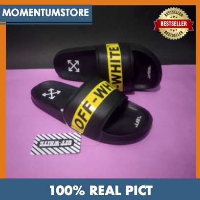 Sandal Pria dan Wanita Slide On Strip Off White Sandal Off-White Sandal Distro Off White Sandal Slop-5