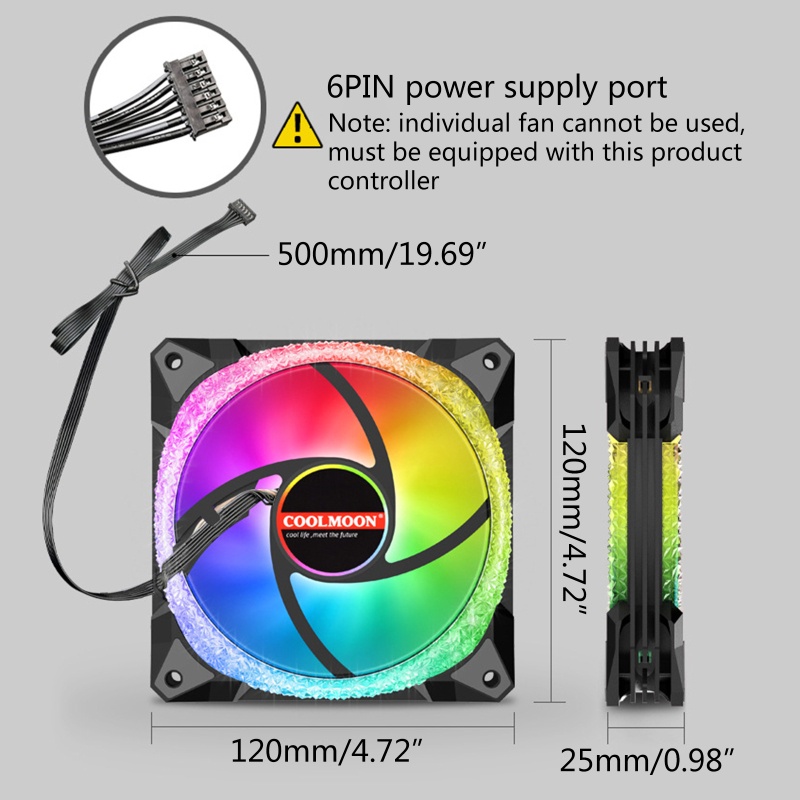 Bt Pendingin CPU Sistem Radiator LED RGB 120mm Untuk Case Fan, Edisi Sepi Dengan Musik Warna Yang Dapat Disesuaikan Untuk Case Fan Untuk PC