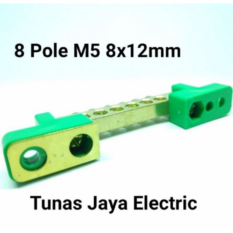 Terminal Blok Grounding 8 Pole M5 8x12mm KUNINGAN