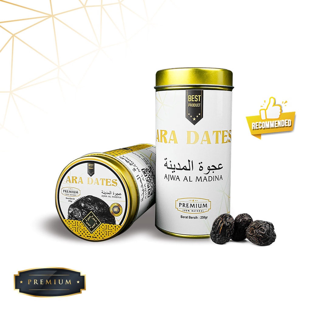 

Kurma Ajwa 250 gr Kemasan Mewah KEMTAN PREMIUM ARA DATES Ajwa Al Madina Kaleng