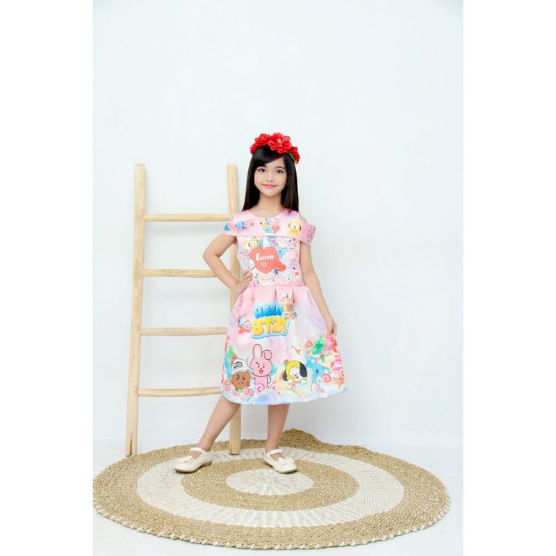 Bahan Satin PREMIUM/Dress anak/dress bts/dress bt21/gaun anak/daster anak/gaun pesta/dress pesta/dre