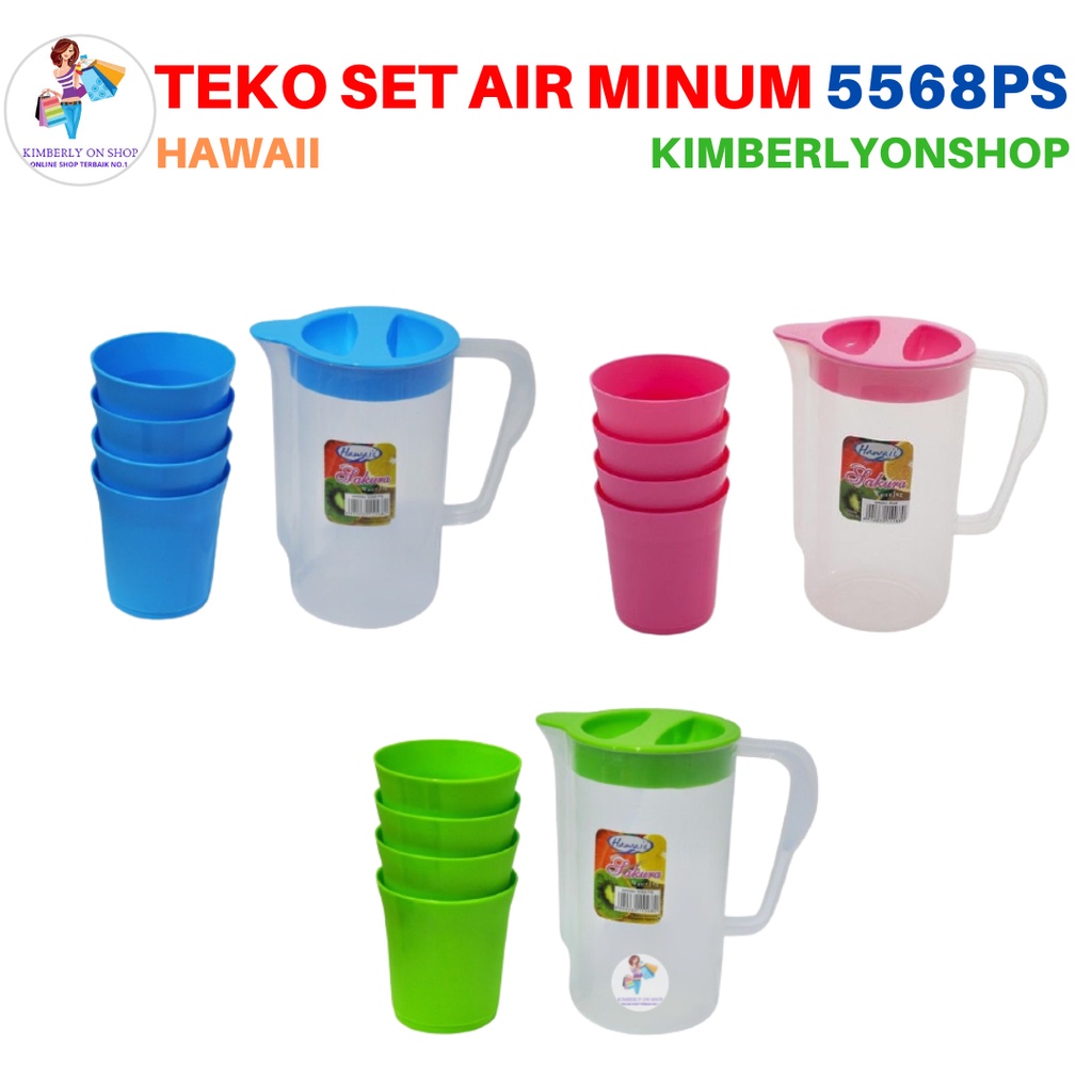 Pitcher Minuman Picnic Sakura Set Teko Gelas Eskan 5568PS Hawaii