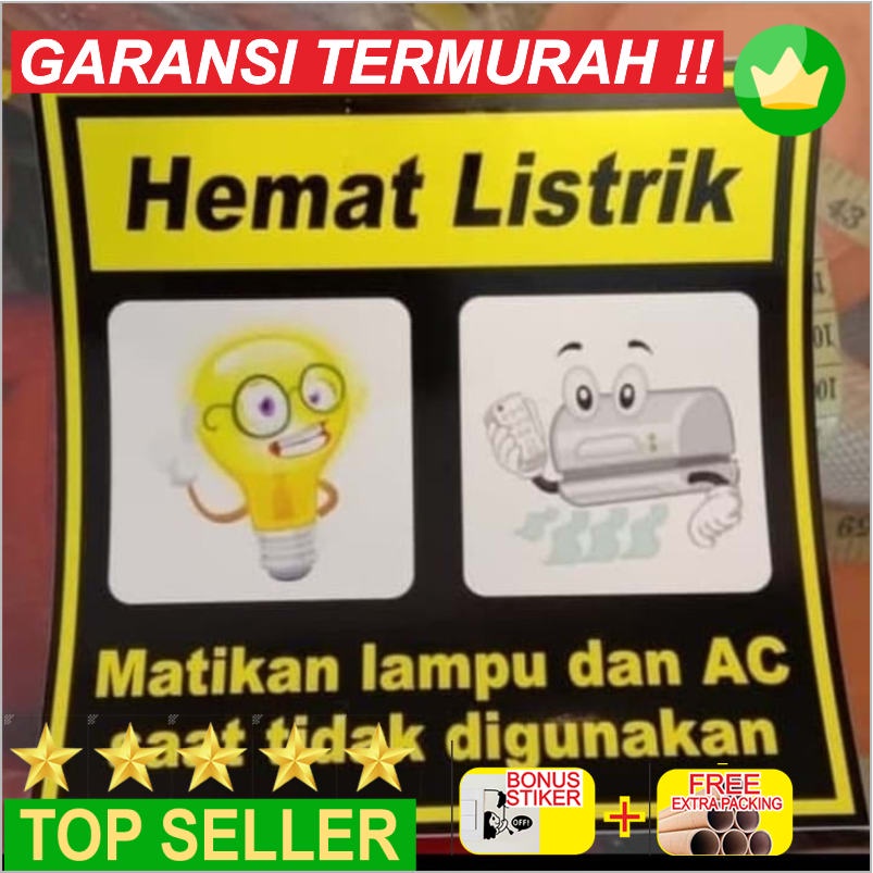 

Murah sign stiker hemat listrik K3 rambu SAFETY - 10x10cm Keren