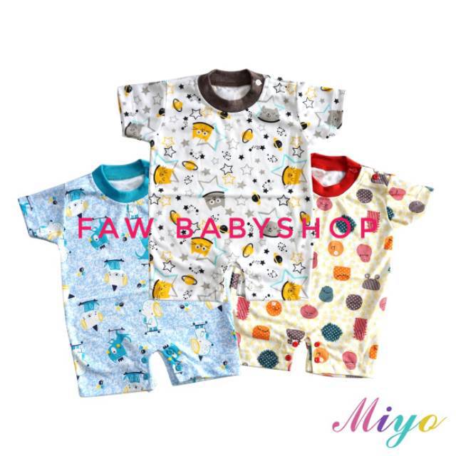 Termurah!! Miyo Baju Kodok Segi Empat Motif / Jumper Segi Empat Bayi /Baby Motif(0 - 6M)