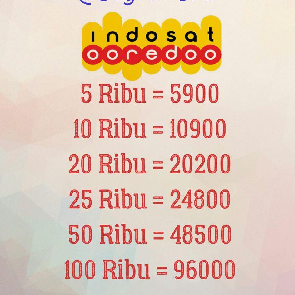 PROMO PULSA INDOSAT 5rb-100rb IM3 /MENTARI REGULAR +MASA AKTIF 5 10 25 m3 20 50 100 rb 5000 10000