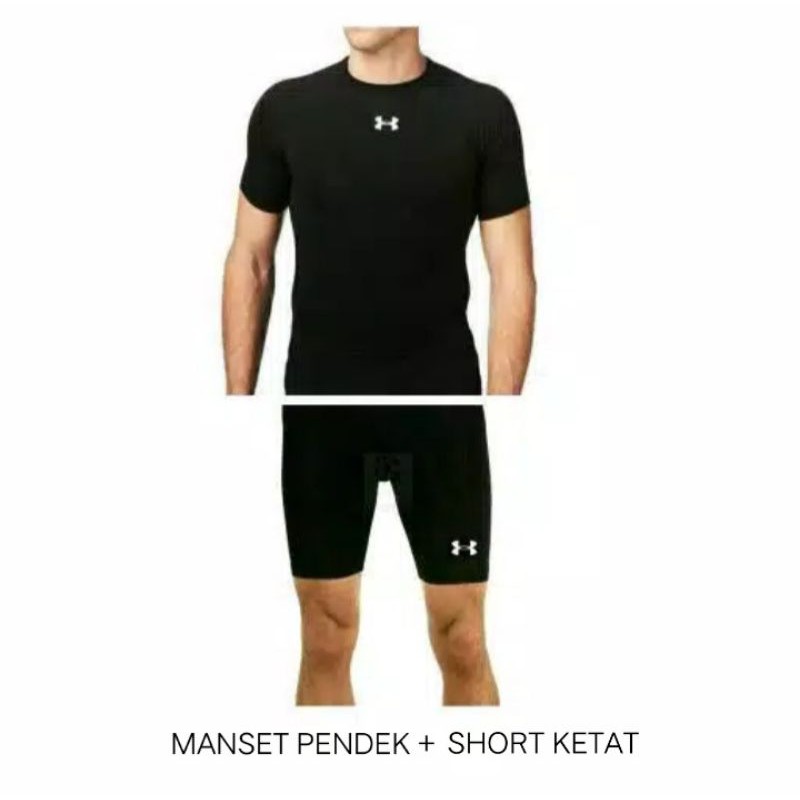 [2Pcs] Setelan Baselayer Pendek &amp; Short