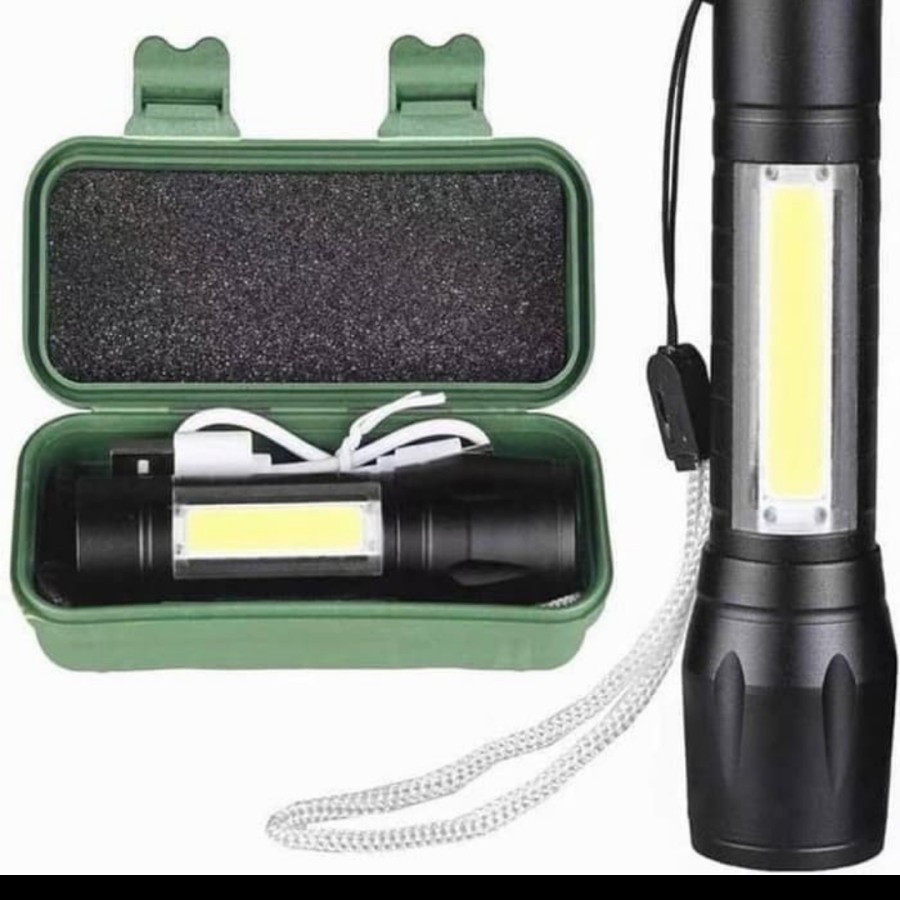 XPE + COB Senter Swat LED Mini Super Terang Lampu Police TNI Camp Zoom