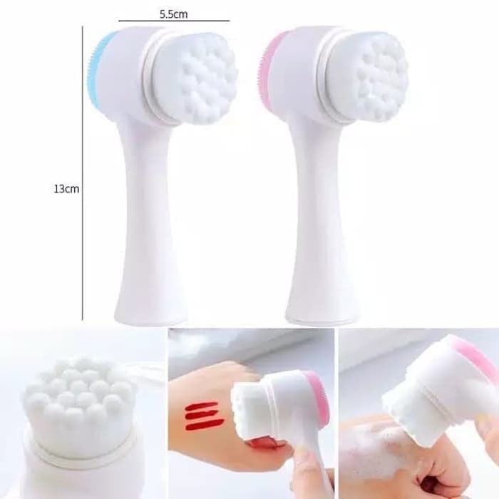 Pembersih Wajah Silikon Alat Cuci Muka Sikat Wajah Facial Brush 2 sisi