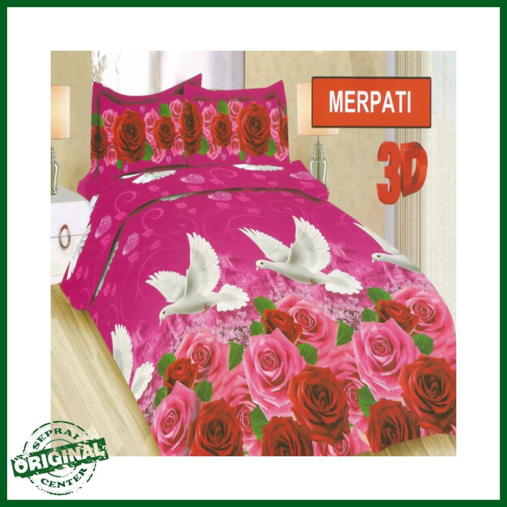 SEPRAI / SPREI BONITA MERPATI NO.1 KING 180x200 B4 PINK RED ROSE WHITE DOVE