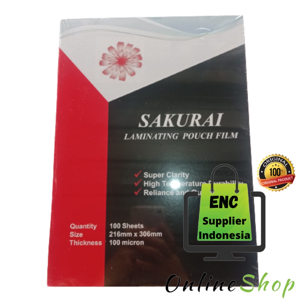 

sakurai 100 lembar a4 Plastik laminating a4 100 micron 216 x 306 mm per pak - enc.sup