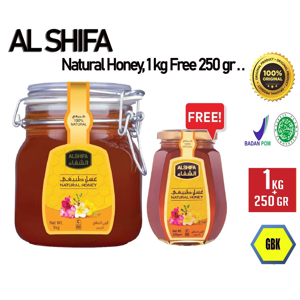 Madu Al Shifa Paket 1kg + Free 250gr Asli 100% Natural Honey - BPOM