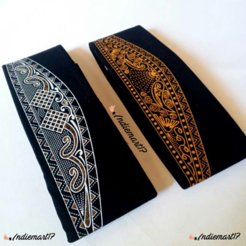 Peci Dewasa Bludru Hitam Motif Sablon Batik Gunung Kopyah Bludru