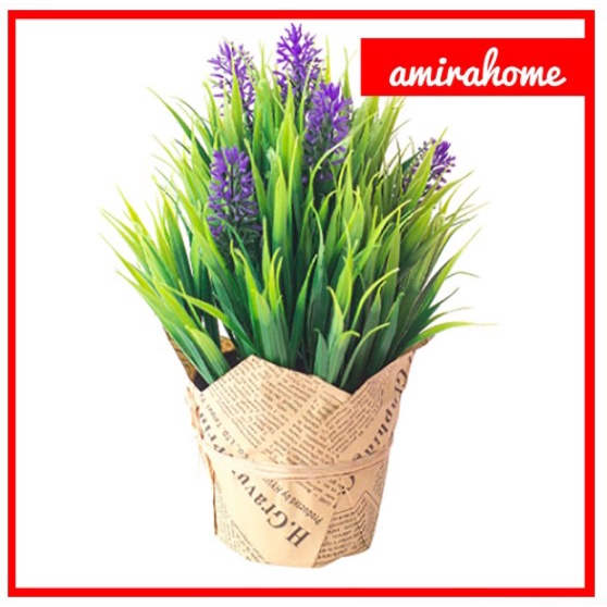 Tanaman Bunga Plastik Dekorasi Rumah Cantik IMPORT Bunga Lavender Artificial Hiasan Bunga Palsu-6