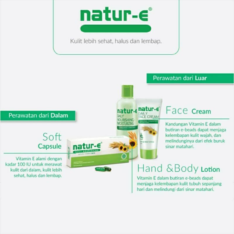 Natur-E Daily Moisturizing Face Cream l Mist l Capsules isi 16 l 32