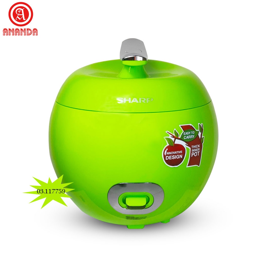 Sharp Rice Cooker Apel Apple Design Magic Com 0.8 Liter KSP8MY 3in1 380 Watt KS-P8MY-GR/WH/RD
