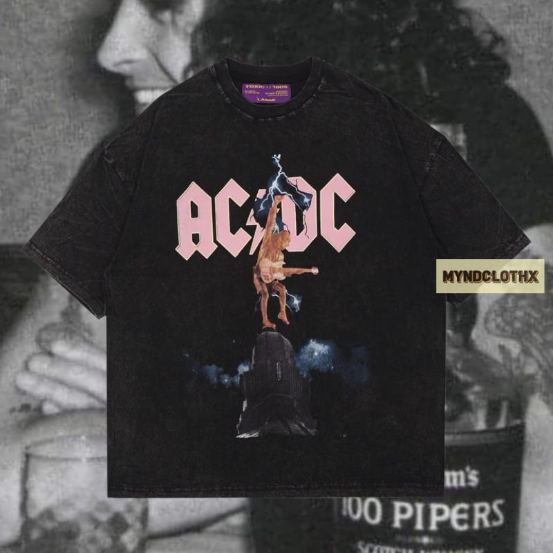 BAJU KAOS TSHIRT OVERSIZE TOXIC1805 ACDC WASH