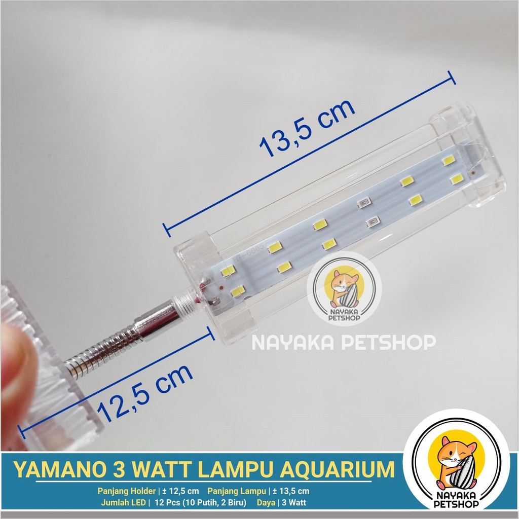 Yamano 3 Watt Lampu Led Aquarium Ikan Hias Aquascape Lampu Led Jepit Mini