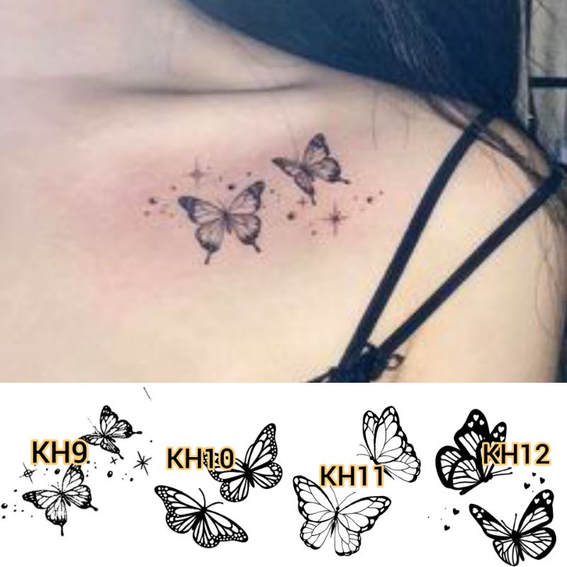 PROMO Stiker Tato/Tato Temporer - KH - Kupu kupu kecil couple butterfly Aesthetic Tatto
