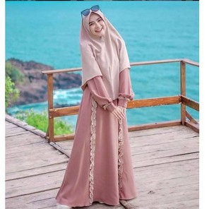 Baju Gamis Wanita Setelan ADIBA SYARI PLUS KERUDUNG Terbaru 2021