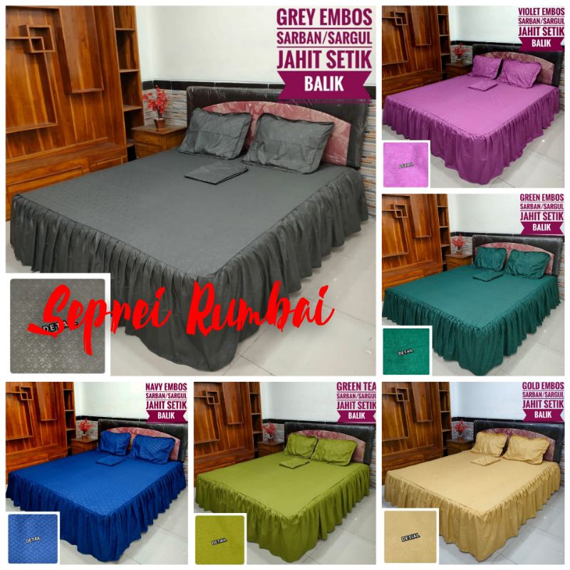 Seprei Rumbai Polos Embos uk' 160 & 180 Cm Seprei pengantin mewah
