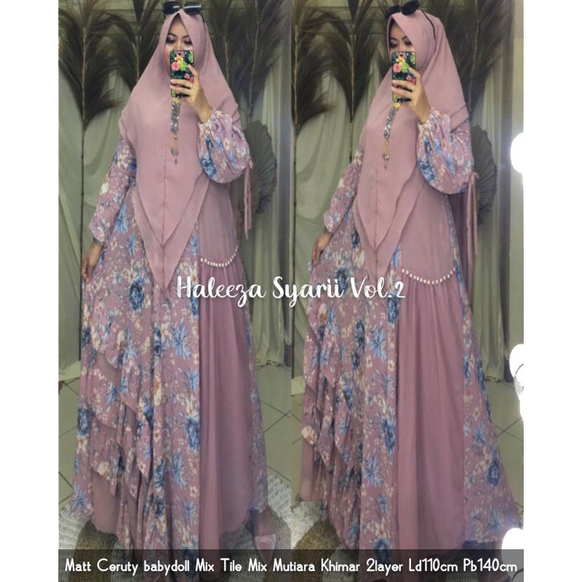 Haleeza syari vol 2 ceruty premium set syari