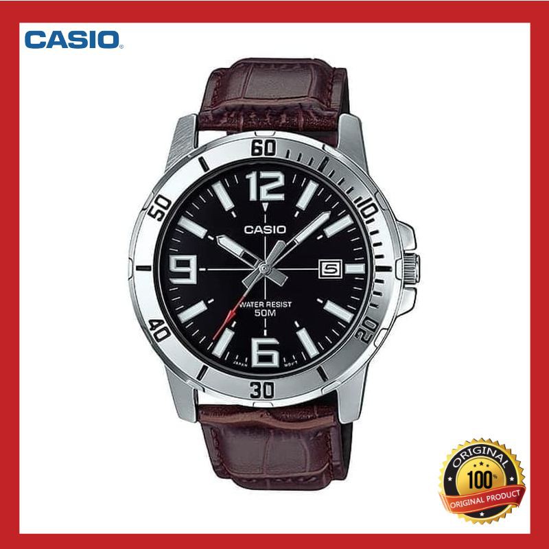 JAM TANGAN PRIA CASIO ANALOG JAM TANGAN PRIA COWOK ORIGINAL JAM TANGAN RANTAI KULIT ANTI AIR L-021