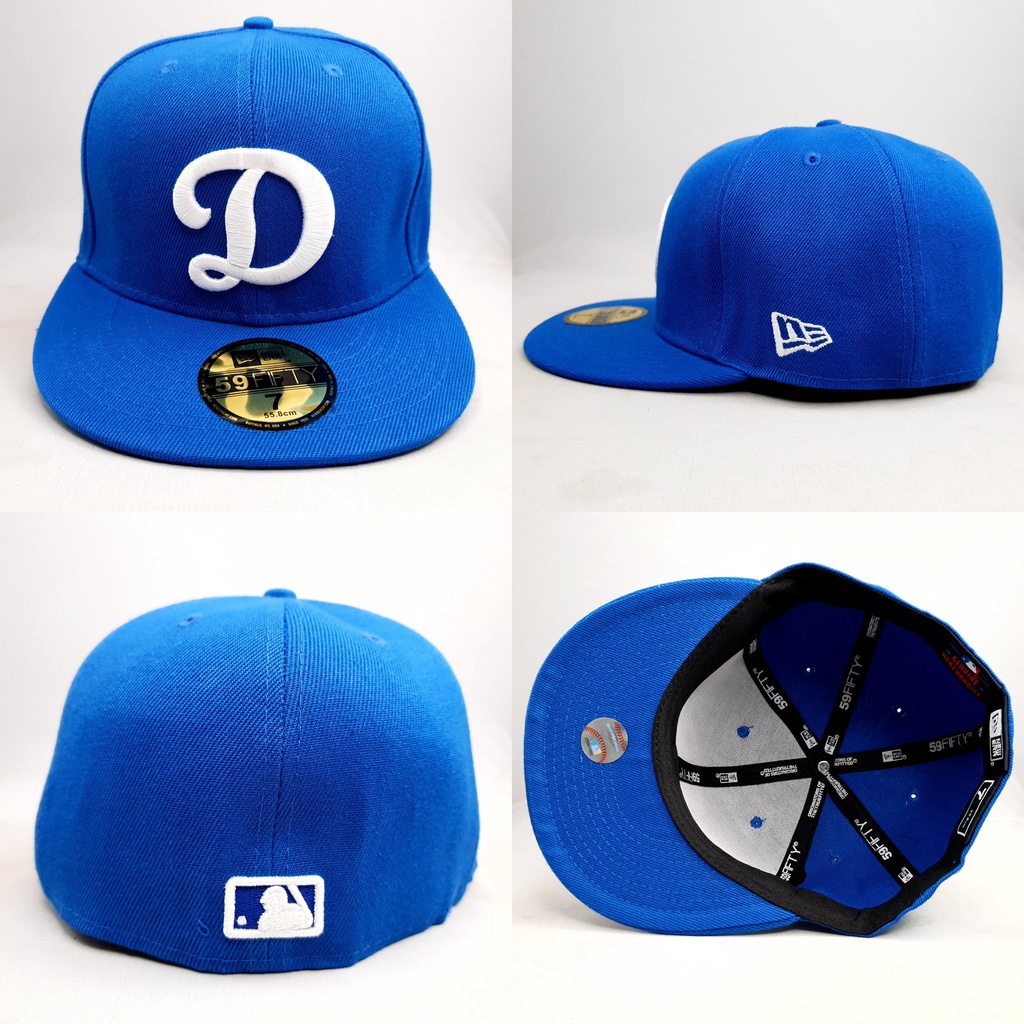 TOPI FITTED MLB DSQUARED BIRU LOGO PUTIH