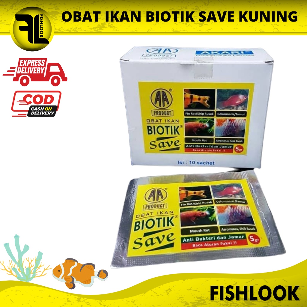 Biotik Save Obat Anti Bakteri dan Jamur Ikan Hias Aquarium 5gr murah