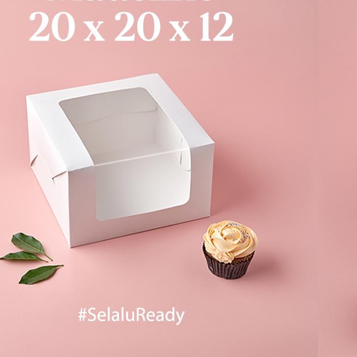 ☎ [Digipack] Madeline Window White Cake Box 20 x 20 x 12 ➵