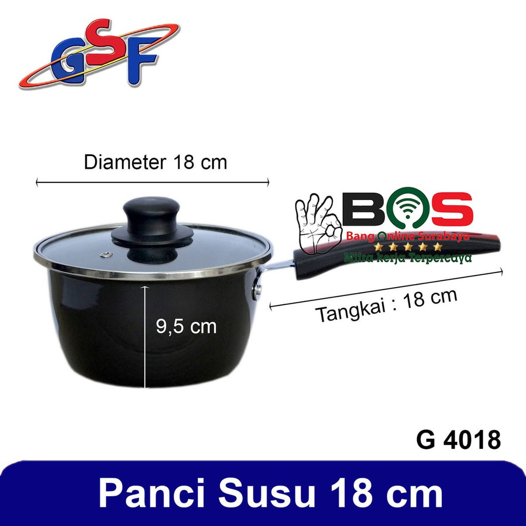 Panci Susu Enamel Diameter 18CM Tutup Kaca GSF-4018 Sauce Pan GSF 4018 GSF4018