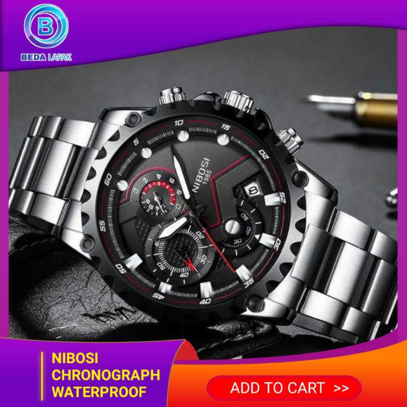 Jam Tangan Pria Anti Air Original Ori Tahan Air Waterproof Krepyak Crono NIBOSI-2322