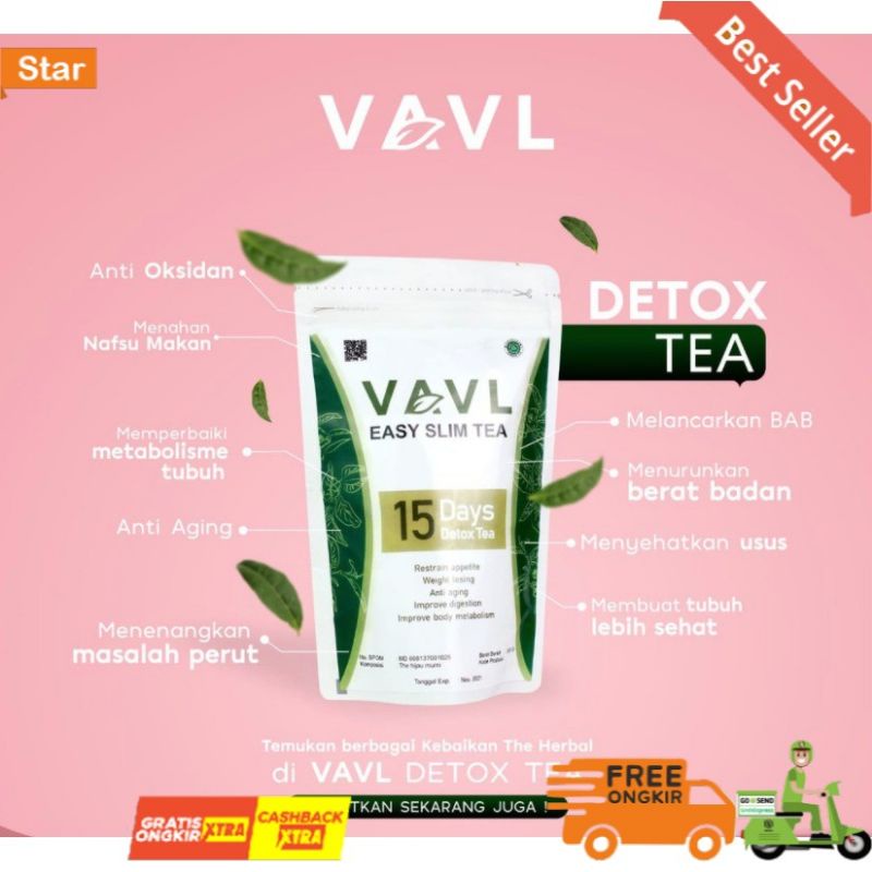 VAVL Easy Slim Tea by VAVL Beauty TERDAFTAR BPOM menurunkan Berat Badan BB normal Organic dan alami