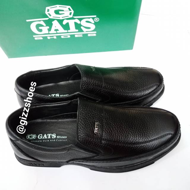 Gat's MD-3501 Sepatu Gats Hitam Black Slip On Pantofel Pria Cowok Laki-laki Kulit Asli 100% Murah Fo