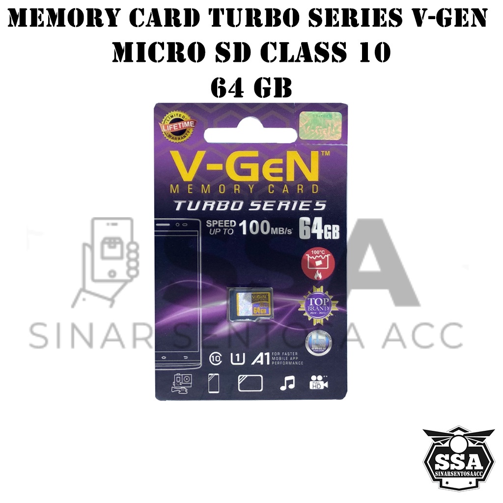 Micro SD V-GEN Turbo 8GB 16GB 32GB 64GB 128GB VGEN Class 10 Turbo Series TurboSeries Memory Card Original MicroSD Kartu Memori Hp Handphone Ori Murah Class10