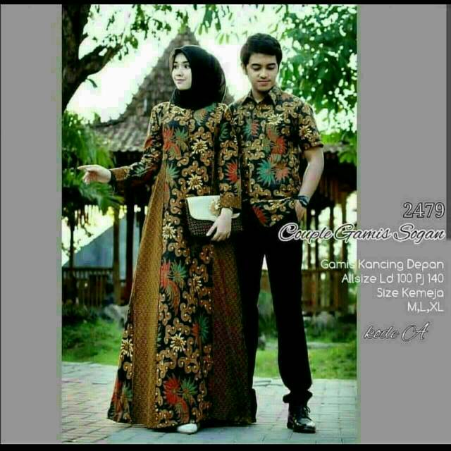 Sarimbit sogan batik couple gamis terbaru batik kekinian batik modern grosir batik termuarah