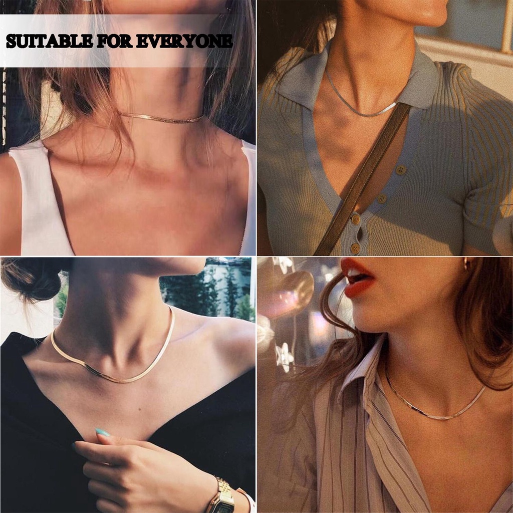 Kalung Choker Rantai Ular Liontin Bunga Warna Emas / Silver Gaya Retro Untuk Wanita