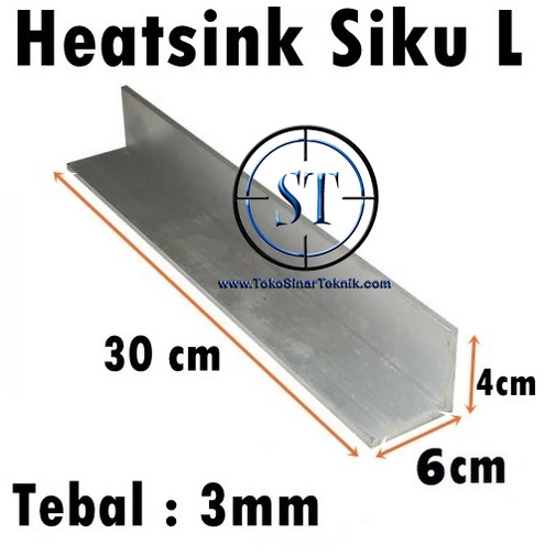 Heatsink Cooling Cooler Pendingin Heat Sink Bentuk Siku L Ukuran 4cm x 6cm x 30cm Tebal 3mm Led Power Ampli Amplifier Box