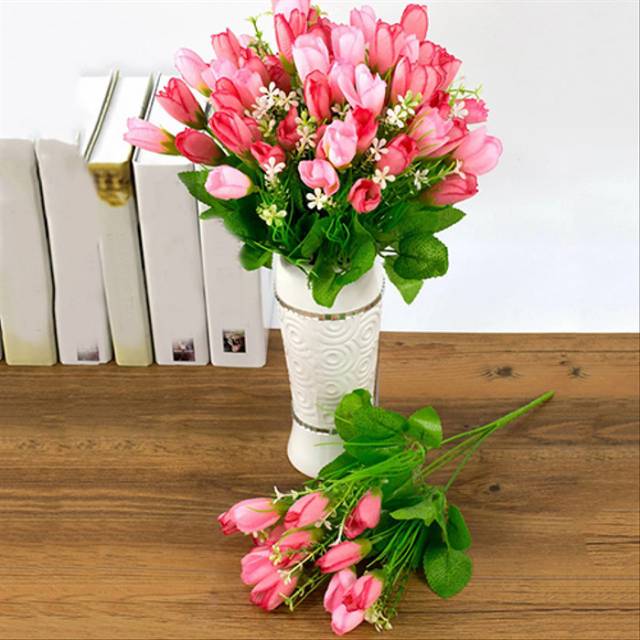 BUKET BUNGA TULIP ARTIFICIAL - HIASAN KEMBANG TANAMAN ARTIFISIAL DEKORASI RUMAH