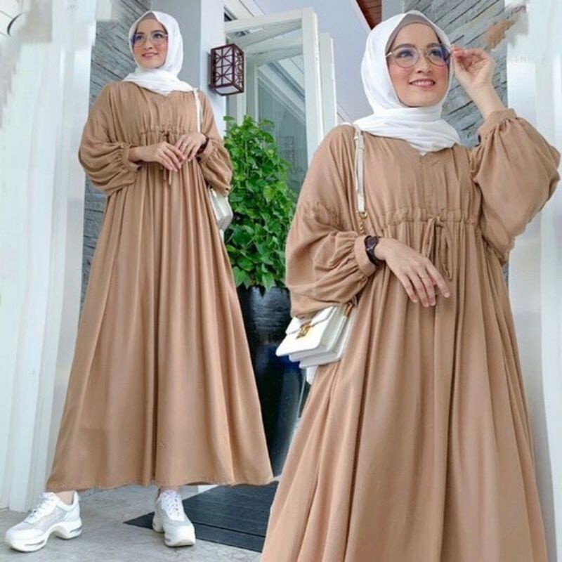 Dress Rayon. Gamis Katun Rayon. Fashion Muslim. Pakaian Wanita. Agita Midi Dress