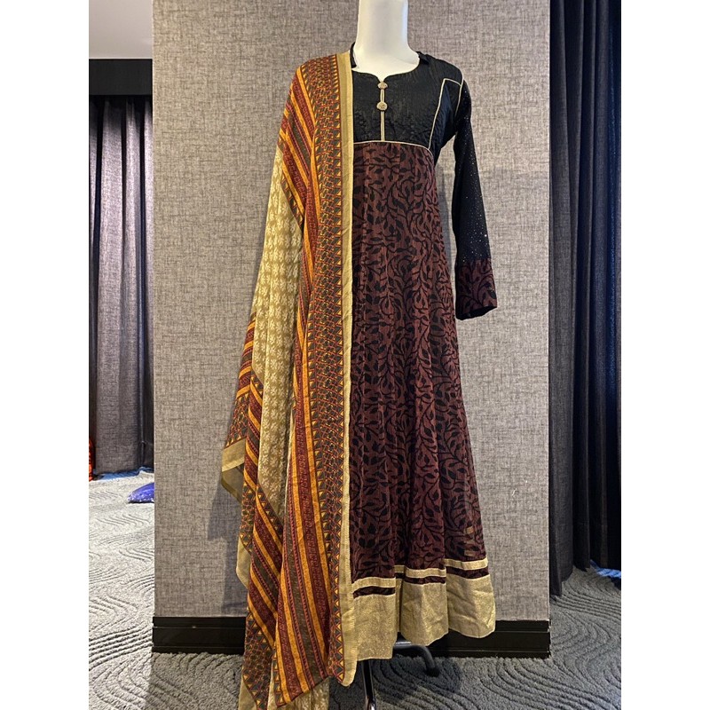 Baju india Long Anarkali Megar,Selendang Cantik lebar & Panjang