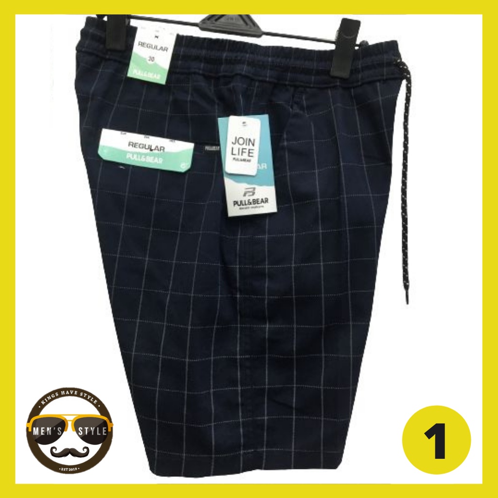 Celana Tartan Pendek Pinggang Karet / Celana Pendek Kotak Pria DKP 04