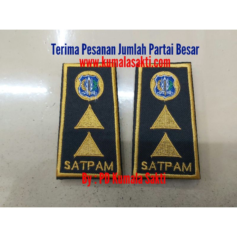 Pangkat Satpam Bordir Kuning 2 Supervisor|Pangkat Security Terbaru|Kaos Satpam Security|Seragam Satpam|Topi Security