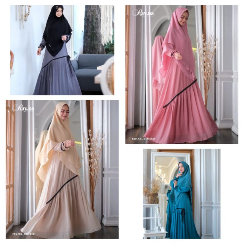 GAMIS SET SABINA ORI BY RAYNA /Gamis CERUTY BABYDOLL SET KHIMAR 2 LAYER / Gamis Dewasa Set Jilbab Ga